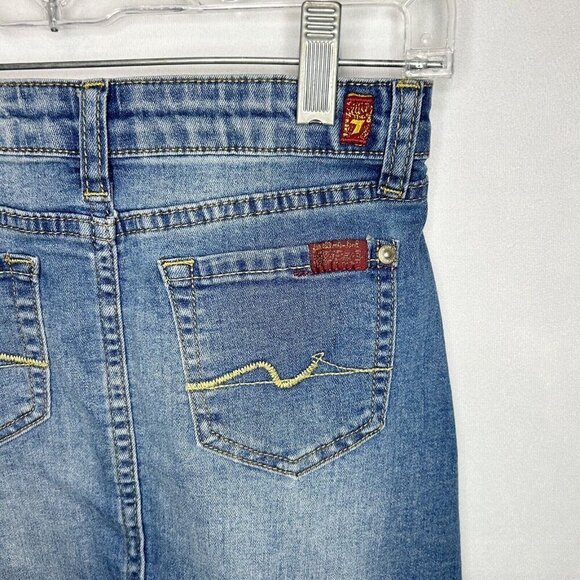 7 FOR ALL MANKIND Girls Sz 8 Jean Denim Skirt NWT Adjustable Button Up - Picture 4 of 8